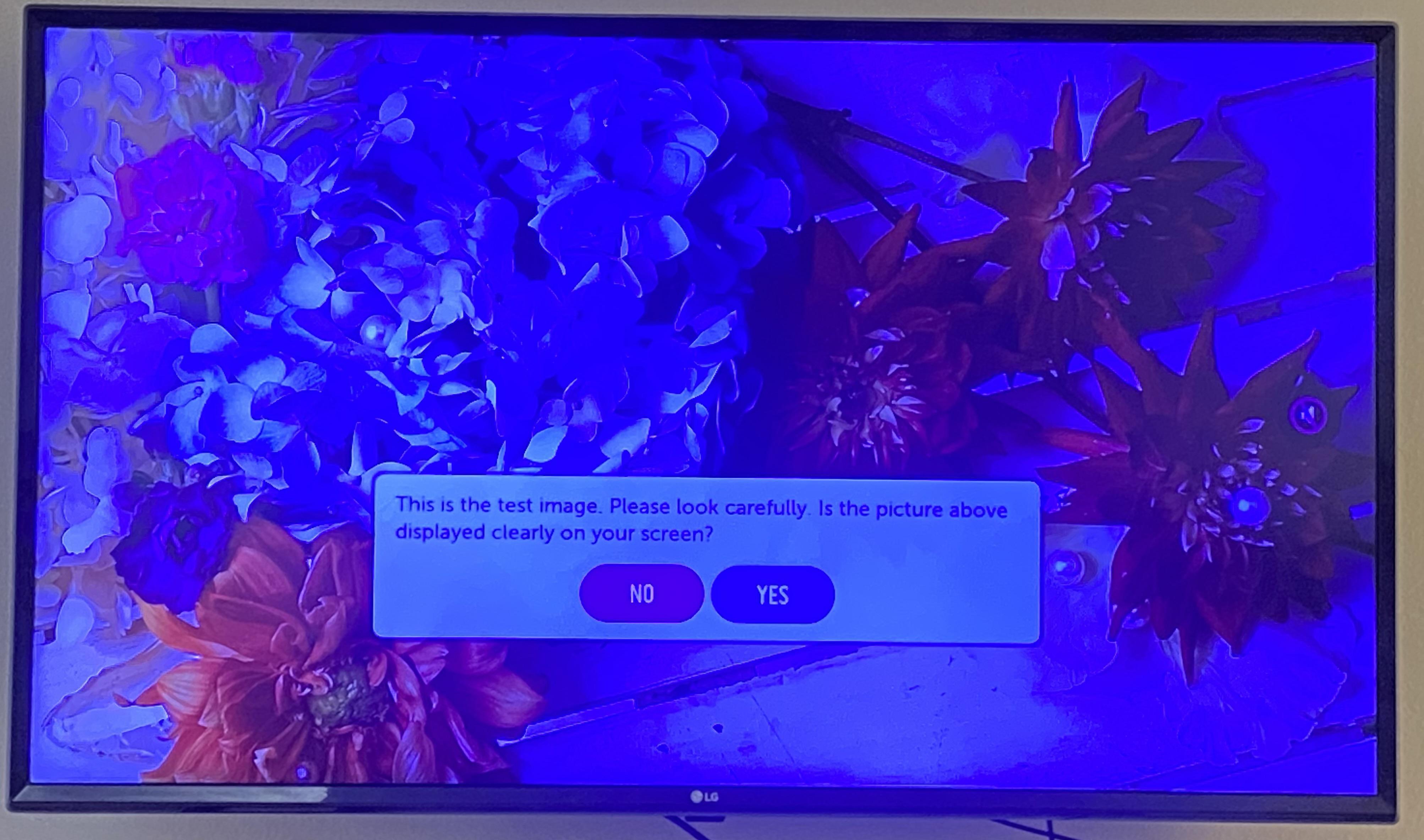 Tv screen turned blue, tv showing an error message