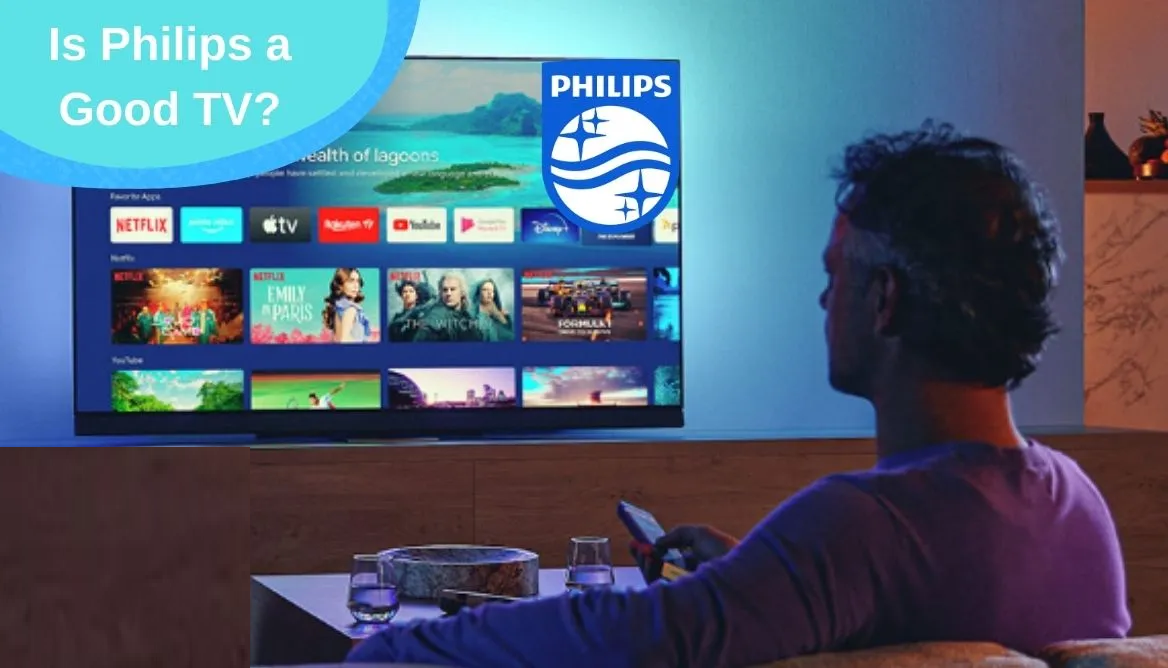 A man watching something on philips Tv